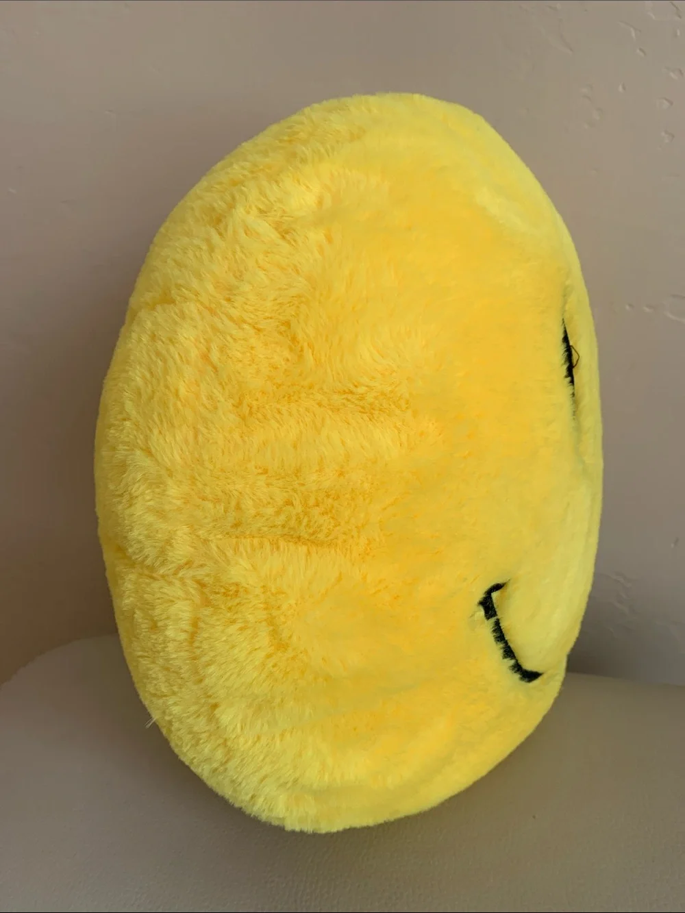 14” Yellow Smiley Face Plush Stuffed Pillow Toy